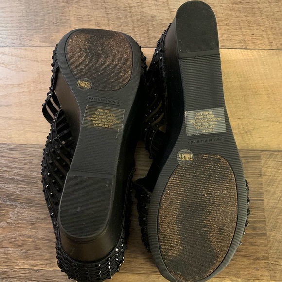 Lucky Brand Shoes | Lucky Brand Black Wedge Slide Sandals | Poshmark